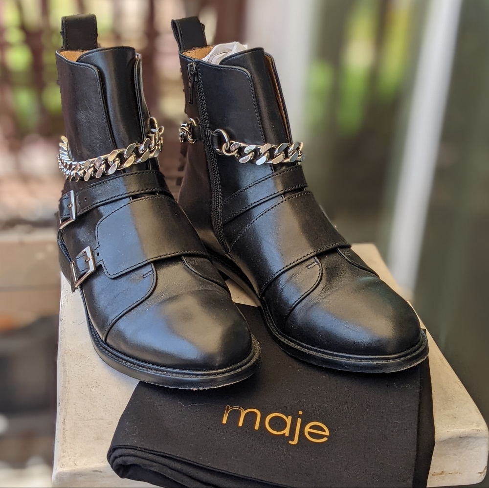 Black leather Moto boots